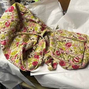 Vera Bradley Make Me Blush Women's Backpack and large Duffle bag.